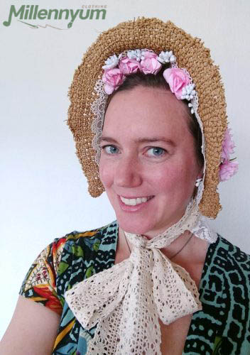 me wearing the spoon bonnet