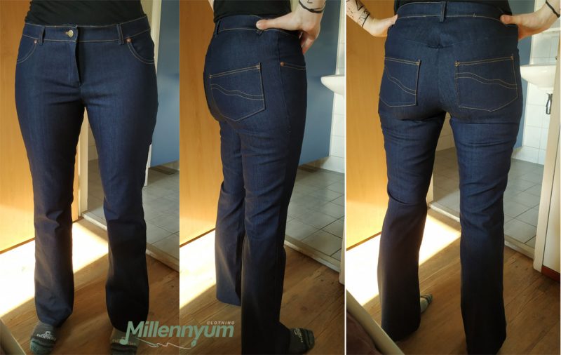 jeans - front, side and back view
