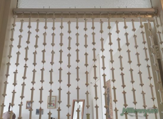 thread spool curtain - close-up