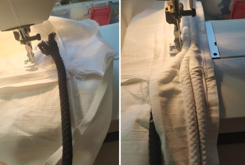 sewing the cord