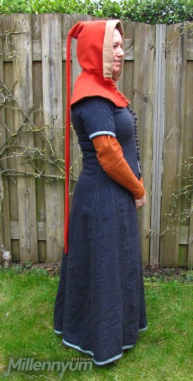 buttoned open hood - from the side
