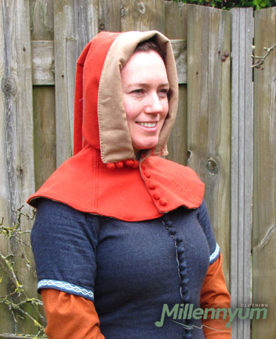 buttoned open hood - close-up