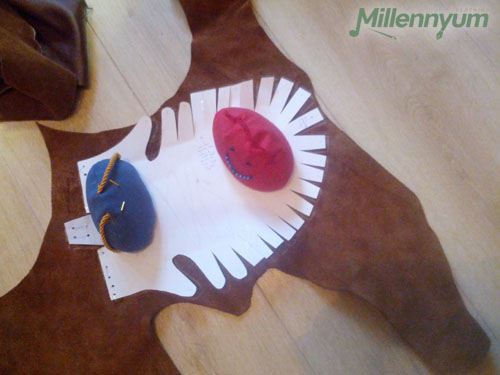 cutting the leather